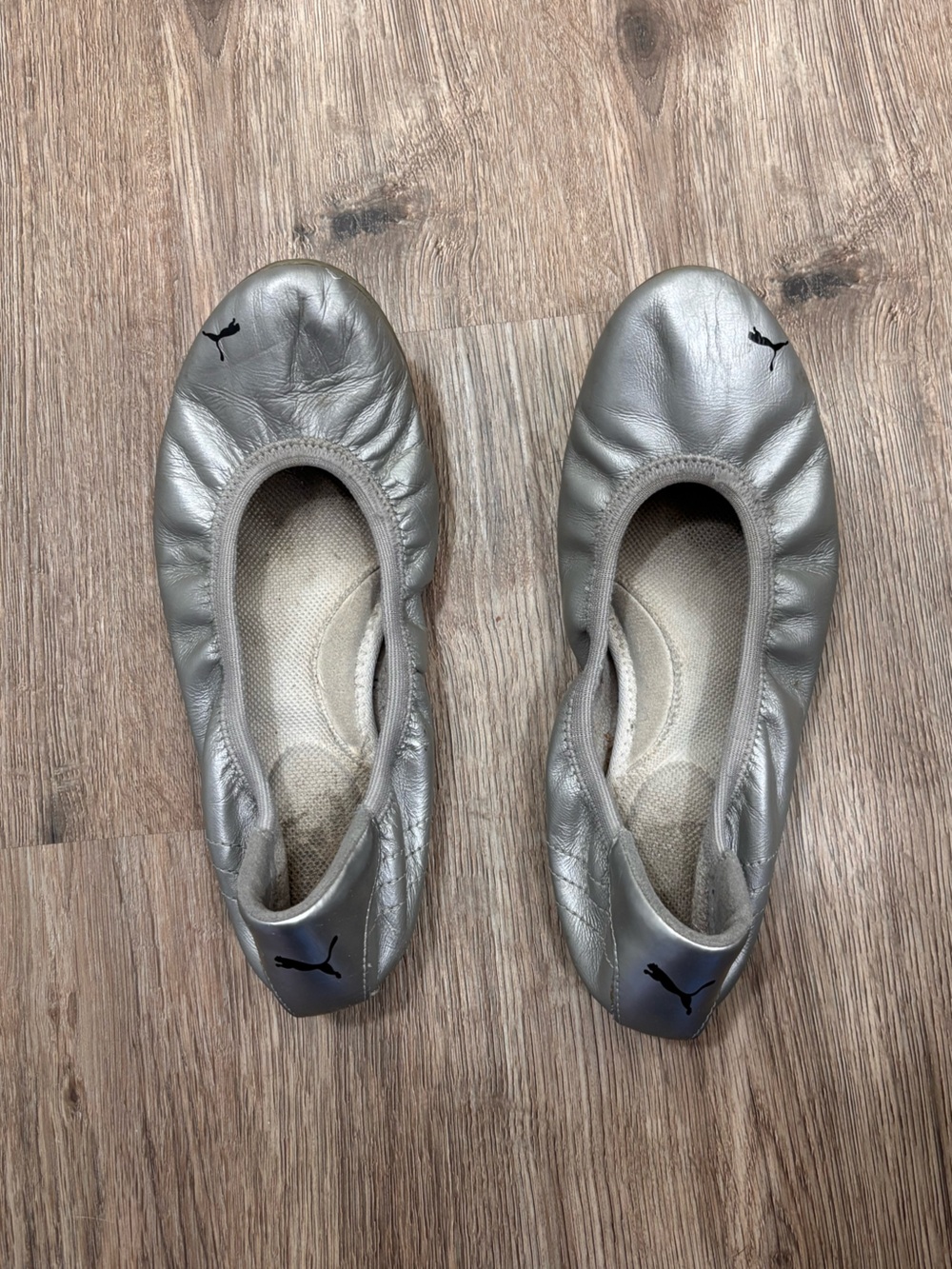 Silver Puma ballet flats